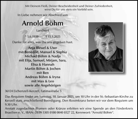 Traueranzeige von Arnold Böhm von FZ