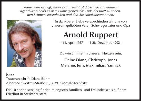 Traueranzeige von Arnold Ruppert von FZ
