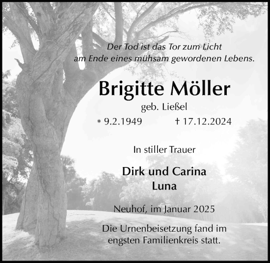 Traueranzeige von Brigitte Möller von FZ