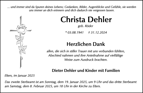 Traueranzeige von Christa Dehler von FZ