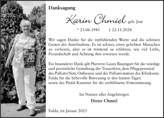 Traueranzeige von Karin Chmiel von FZ