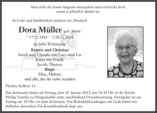 Traueranzeige von Dora Müller von FZ