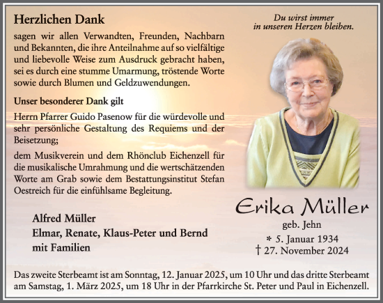 Traueranzeige von Erika Müller von FZ