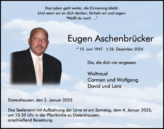 Traueranzeige von Eugen Aschenbrücker von FZ