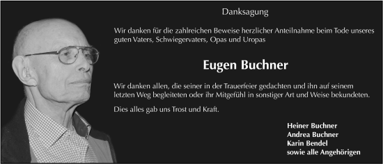 Traueranzeige von Eugen Buchner von FZ