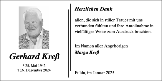 Traueranzeige von Gerhard Kreß von FZ