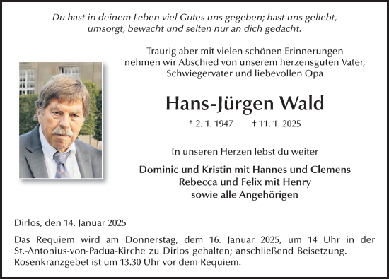 Traueranzeige von Hans-Jürgen Wald von FZ