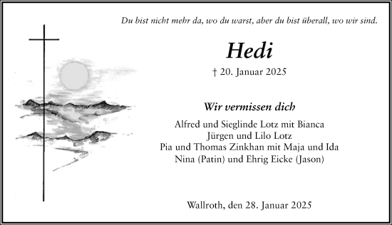 Traueranzeige von Hedi Bruckmann von FZ