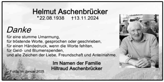 Traueranzeige von Helmut Aschenbrücker von FZ