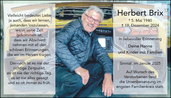 Traueranzeige von Herbert Brix von FZ