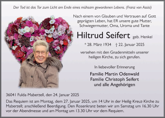 Traueranzeige von Hiltrud Seifert von FZ