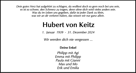 Traueranzeige von Hubert von Keitz von FZ