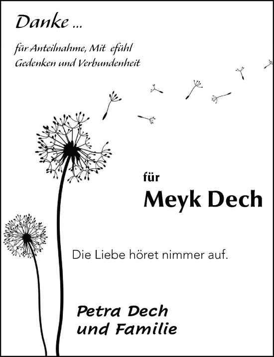 Traueranzeige von Meyk Dech von FZ