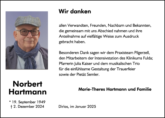 Traueranzeige von Norbert Hartmann von FZ