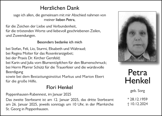 Traueranzeige von Petra Henkel von FZ