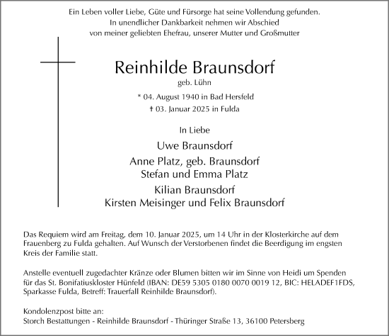Traueranzeige von Reinhilde Braunsdorf von FZ