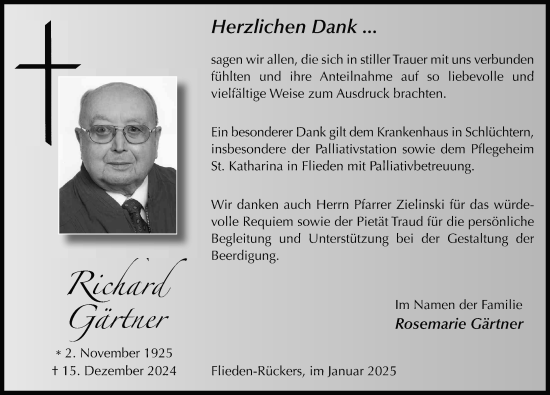 Traueranzeige von Richard Gätner von FZ