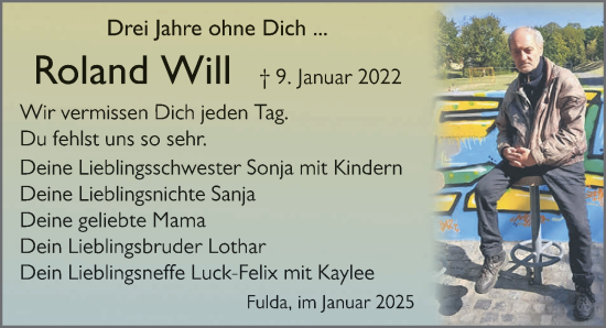 Traueranzeige von Roland Will von FZ