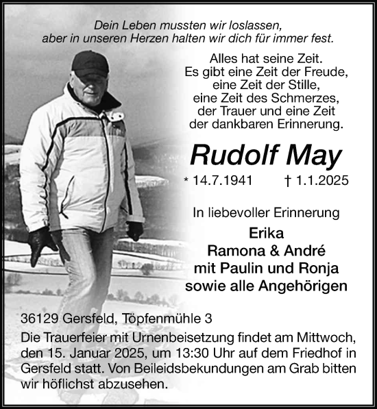 Traueranzeige von Rudolf May von FZ