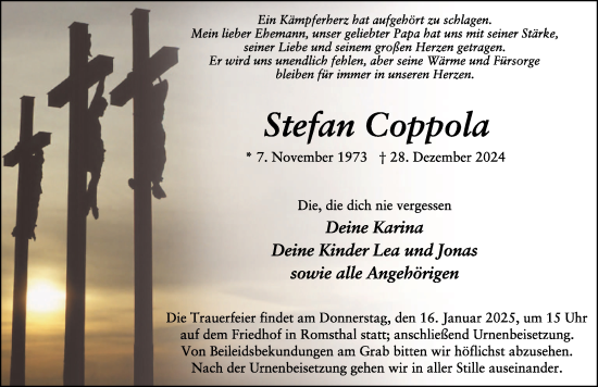 Traueranzeige von Stefan Coppola von FZ