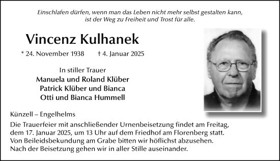 Traueranzeige von Vincenz Kulhanek von FZ