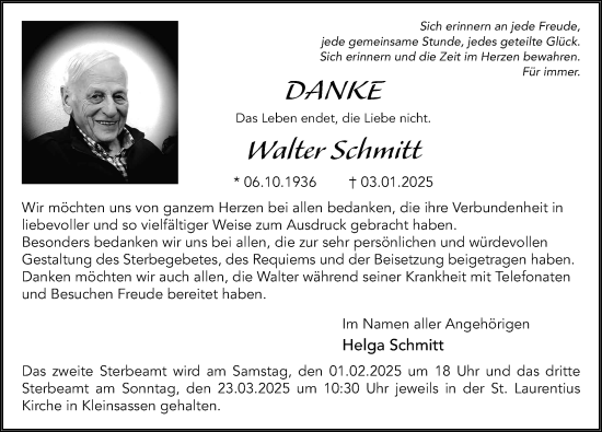 Traueranzeige von Walter Schmitt von FZ