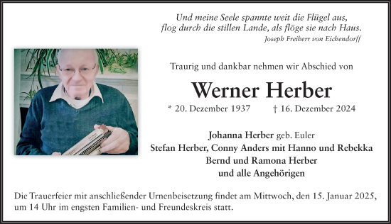 Traueranzeige von Werner Herber von FZ