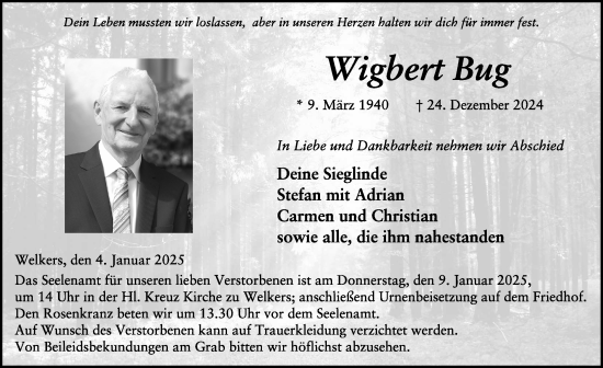 Traueranzeige von Wigbert Bug von FZ