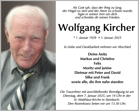 Traueranzeige von Wolfgang Kircher von FZ