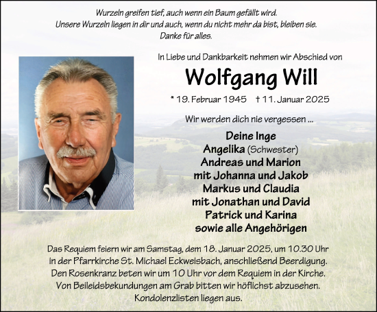 Traueranzeige von Wolfgang Will von FZ