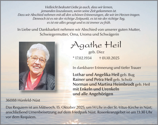 Traueranzeige von Agathe Heil von FZ