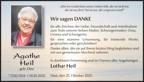 Traueranzeige von Agathe Heil von FZ