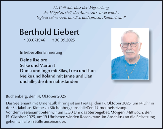 Traueranzeige von Berthold Liebert von FZ