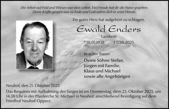 Traueranzeige von Ewald Enders von FZ