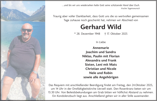 Traueranzeige von Gerhard Wild von FZ