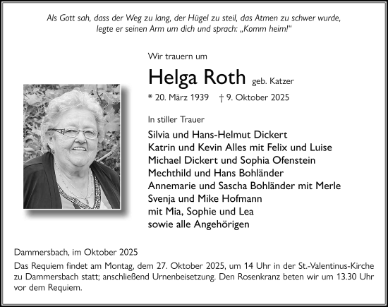 Traueranzeige von Helga Roth von FZ