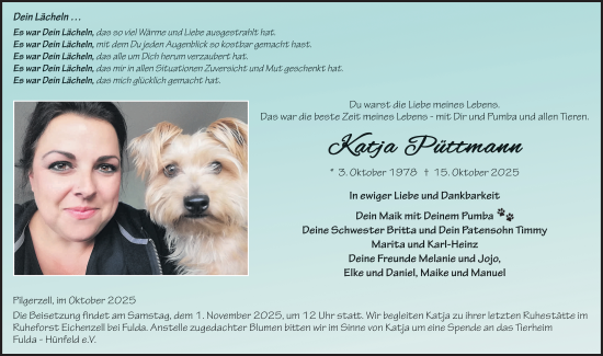 Traueranzeige von Katja Püttmann von FZ