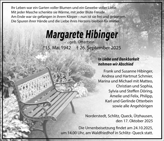Traueranzeige von Margarete Hibinger von FZ