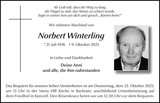 Traueranzeige von Norbert Winterling von FZ