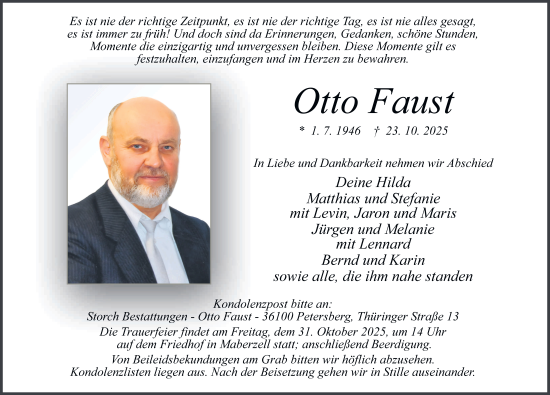 Traueranzeige von Otto Faust von FZ