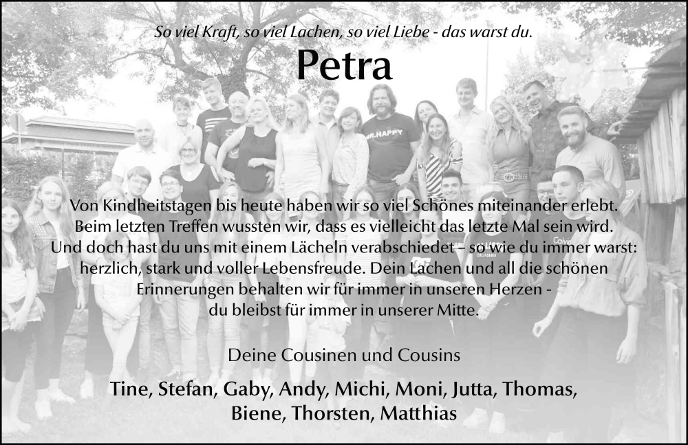  Traueranzeige für Petra Kutsch vom 25.10.2025 aus FZ