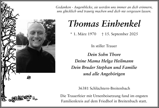 Traueranzeige von Thomas Einhenkel von FZ