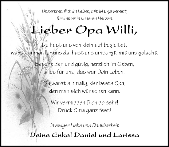 Traueranzeige von Willi Dittmar von FZ