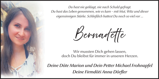 Traueranzeige von Bernadette Noll von FZ
