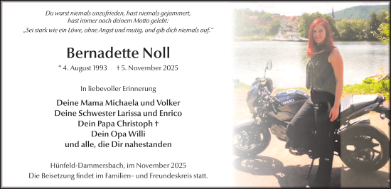 Traueranzeige von Bernadette Noll von FZ