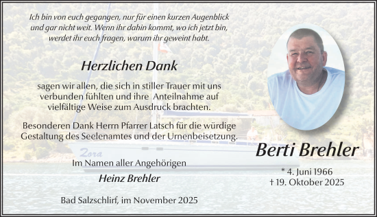 Traueranzeige von Berti Brehler von FZ