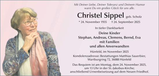 Traueranzeige von Christel Sippel von FZ