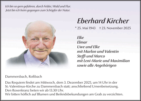 Traueranzeige von Eberhard Kircher von FZ
