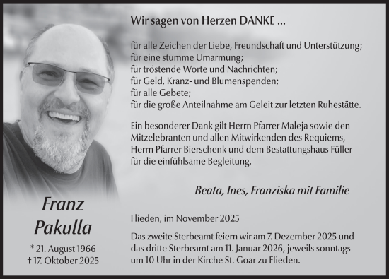 Traueranzeige von Franz Pakulla von FZ