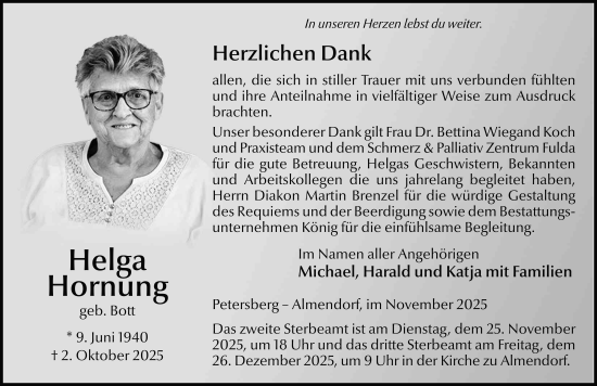 Traueranzeige von Helga Hornung von FZ